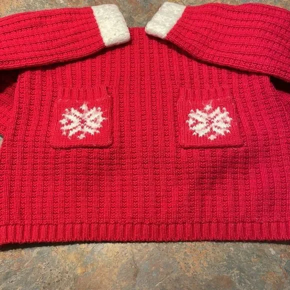 Camilla Girls 6x Holiday Sweater Dress Red and Cream - Picture 7 of 7